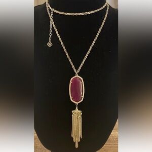 Kendra Scott Rayne deep red stone long Tassel Pendant Necklace